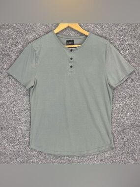 Cuts Clothing Curve Hem T-Shirt Men’s M Gray Short Sleeve Henley Slim Pyca Pro